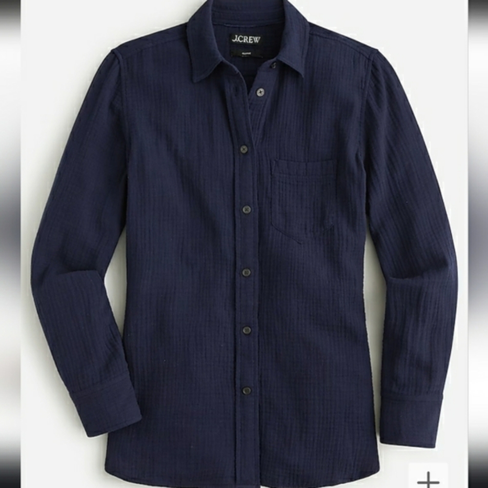 J Crew linen gauze navy top - sz 6